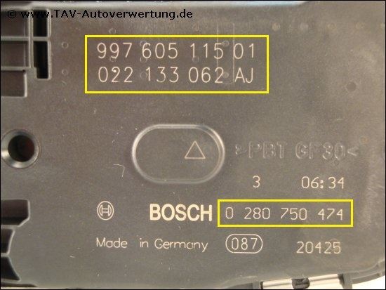Gaz kelebeği gövdesi Porsche 997-605-115-01 VW 022-133-062-AC Bosch 0-280-750-474